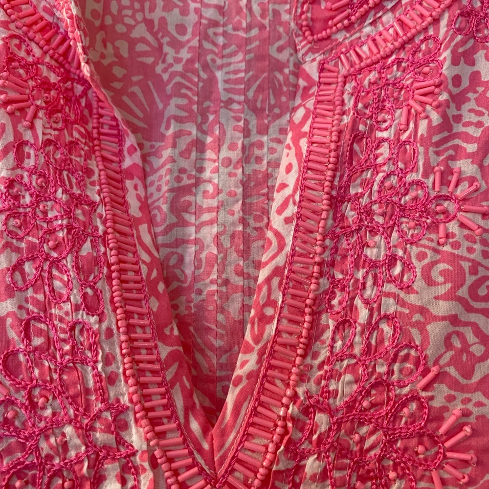 Lilly Pulitzer Patterned Pink Coral tunic size Large Excellent Condition - Picture 2 of 7